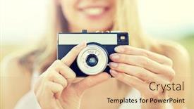  Presentation with camera film - PPT theme consisting of photography-summer-holidays-vacation background and a coral colored foreground