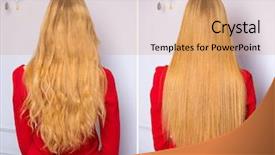  Presentation with long hair - Slide set consisting of photos before and after collage background and a coral colored foreground