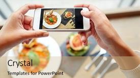  Presentation with food technology - Beautiful PPT theme featuring photos foods - food eating technology culinary backdrop and a coral colored foreground