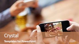  Presentation with food technology - Amazing PPT layouts having photos foods - people food and technology concept backdrop and a coral colored foreground