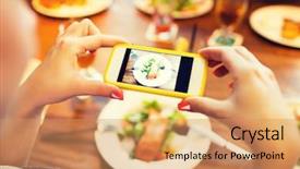  Presentation with internet addiction - Audience pleasing PPT theme consisting of photos foods - people leisure technology and internet backdrop and a coral colored foreground