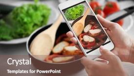  Presentation with blogger - PPT theme consisting of photos foods - woman taking photo of food background and a tawny brown colored foreground