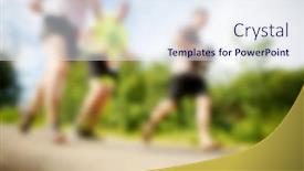  Presentation with athletes - Presentation theme consisting of photos from below running athletes background and a sky blue colored foreground