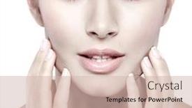  Presentation with emotions - Slide deck with photos from bleaching toning closeup portrait of sexy whiteheaded young woman emotions cosmetics background and a soft green colored foreground