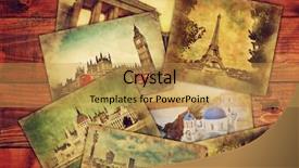  Presentation with vacation album - Cool new presentation with photos from holidays vacation lying backdrop and a yellow colored foreground