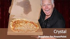  Presentation with pizza - Slides having photos in a photo booth background and a coral colored foreground