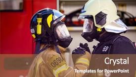  Presentation with women photos - Presentation theme consisting of photos of firefighters women background and a coral colored foreground