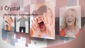  Presentation with purple wall - PPT theme consisting of photos on digital blue purple background and a soft green colored foreground