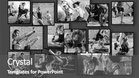  Presentation with people collage - Slide deck featuring photos with people as backgorund background and a  colored foreground