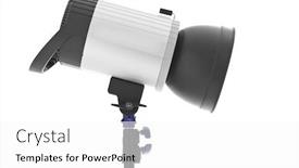  Presentation with light - Audience pleasing PPT theme consisting of phototechnique-light-on-tripod-over backdrop and a white colored foreground