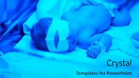  Presentation with old days - Audience pleasing presentation design consisting of phototherapy - two days old newborn baby backdrop and a light gray colored foreground