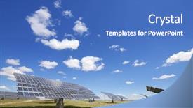  Presentation with photovoltaic - Beautiful PPT theme featuring photovoltaic panel for renewable electric energy production backdrop and a teal colored foreground