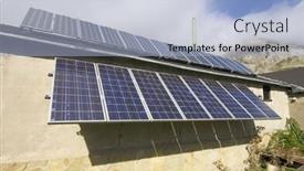  Presentation with photovoltaic mountain - Slides enhanced with photovoltaic-panels-for-electric-production background and a light blue colored foreground