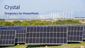  Presentation with photovoltaic - Colorful slides enhanced with photovoltaic panels for energy backdrop and a sky blue colored foreground