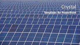  Presentation with photovoltaic - PPT theme consisting of photovoltaic-panels-for-renewable-electric background and a ocean colored foreground