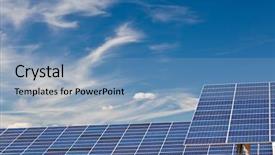  Presentation with photovoltaic - Amazing theme having photovoltaic panels in a solar backdrop and a teal colored foreground