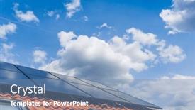  Presentation with solar panels - Slide deck consisting of photovoltaic-panels-on-the-roof background and a seafoam green colored foreground