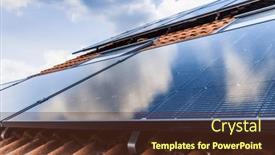  Presentation with photovoltaic - Slide set having photovoltaic-panels-on-the-roof background and a tawny brown colored foreground