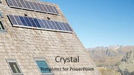 Presentation with photovoltaic - Amazing theme having photovoltaic panels on the roof of a hut ossau valley pyrenees national park pyrenees france backdrop and a soft green colored foreground