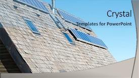  Presentation with photovoltaic - PPT layouts with photovoltaic panels on the roof of a hut ossau valley pyrenees national park pyrenees france background and a light blue colored foreground