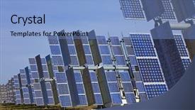  Presentation with alternative energy - Beautiful presentation theme featuring photovoltaic solar panels providing alternative backdrop and a light blue colored foreground