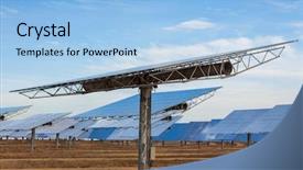  Presentation with alternative energy - PPT theme consisting of photovoltaic solar panels providing alternative background and a light blue colored foreground