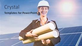  Presentation with solar system - Cool new theme with photovoltaic-system-with-solar-panels backdrop and a light blue colored foreground