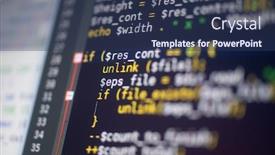  Presentation with programming - Colorful PPT theme enhanced with php-code-on-a-monitor backdrop and a ocean colored foreground