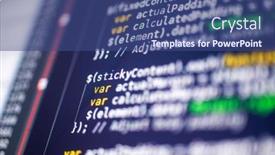  Presentation with programming - Colorful presentation design enhanced with php-code-on-a-monitor backdrop and a ocean colored foreground