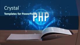  Presentation with digital book - Presentation design featuring php-inscription-coming-out background and a ocean colored foreground