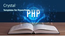  Presentation with digital book - PPT layouts consisting of php-inscription-coming-out background and a ocean colored foreground