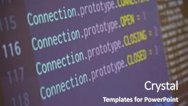  Presentation with code - Audience pleasing presentation theme consisting of php language - java program code on laptop backdrop and a violet colored foreground