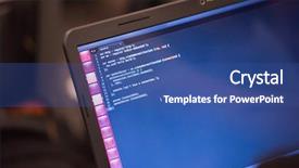  Presentation with code - Presentation featuring php language - java program code on laptop background and a ocean colored foreground