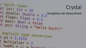  Presentation with java programming - Presentation design enhanced with php language - java program code on projector background and a light gray colored foreground