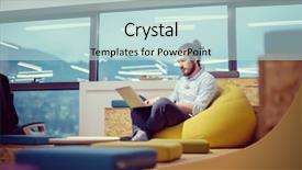  Presentation with computer software - Colorful PPT theme enhanced with php technology - software developer writing programming code backdrop and a soft green colored foreground