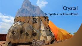  Presentation with ayutthaya - Presentation theme with phra bhuddhasaiyart after bad flood background and a light blue colored foreground