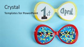  Presentation with confetti - Colorful PPT layouts enhanced with phrase 1st april glasses backdrop and a arctic colored foreground