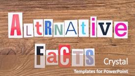  Presentation with alternative - Cool new presentation design with phrase alternative facts in cut backdrop and a coral colored foreground