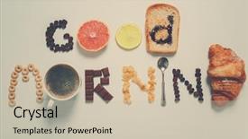  Presentation with good - Colorful PPT theme enhanced with phrase good morning made backdrop and a soft green colored foreground