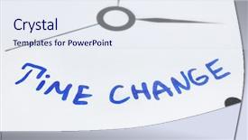  Presentation with change - Slides consisting of phrase time change on clock background and a  colored foreground