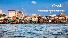  Presentation with old traditional romanian folk costumes - PPT layouts with phraya river in bangkok thailand background and a teal colored foreground