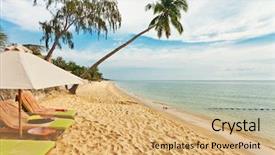  Presentation with beach palm tree wedding - PPT theme having phu quoc island in vietnam background and a coral colored foreground