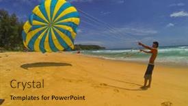  Presentation with parachute - Slide set with phuket-thailand-august-6-unidentified background and a gold colored foreground