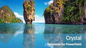  Presentation with thai - Colorful presentation design enhanced with phuket thailand nature asia travel backdrop and a teal colored foreground