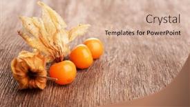  Presentation with fruits - Beautiful presentation theme featuring physalis-fruits-on-wooden-background backdrop and a lemonade colored foreground