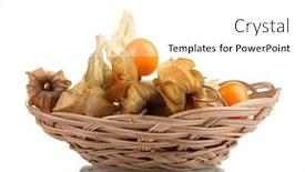  Presentation with white - PPT theme enhanced with physalis in basket isolated on white background and a white colored foreground