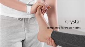  Presentation with foot muscles - PPT theme having physiatrist doing foot massage background and a mint green colored foreground