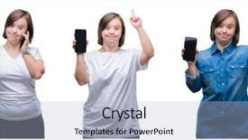  Presentation with collage of a forest - Slides consisting of physic mind - collage of down sydrome woman background and a light blue colored foreground