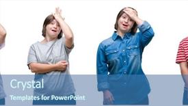  Presentation with collage - Slides having physic mind - collage of down sydrome woman background and a ocean colored foreground