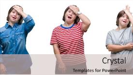  Presentation with woman praying over bible - Slides with physic mind - collage of down sydrome woman background and a soft green colored foreground